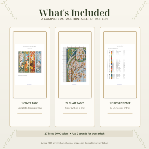 04-four-seasons-cats-whats-included Four Seasons Cats Cross Stitch Pattern Set