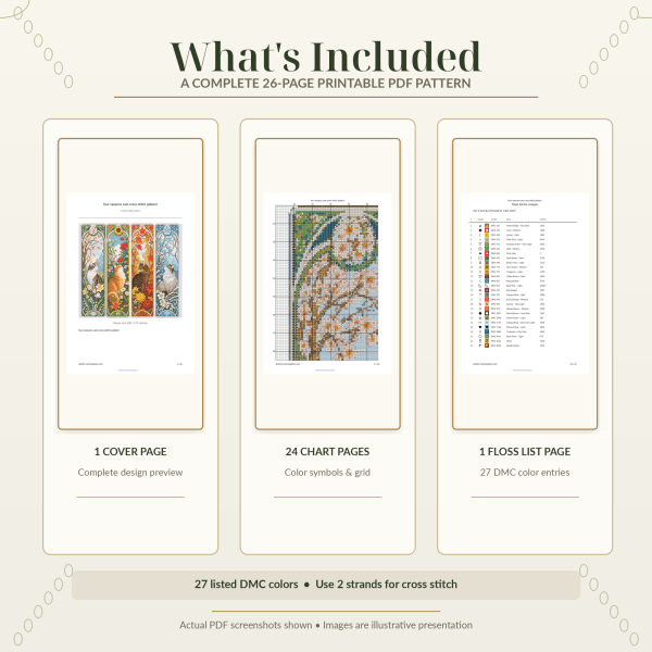04-four-seasons-cats-whats-included Four Seasons Cats Cross Stitch Pattern Set