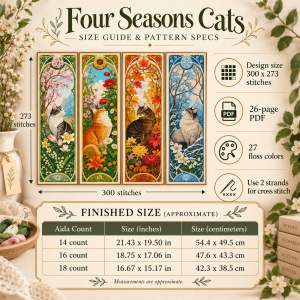 05-four-seasons-cats-size-guide Four Seasons Cats Cross Stitch Pattern Set