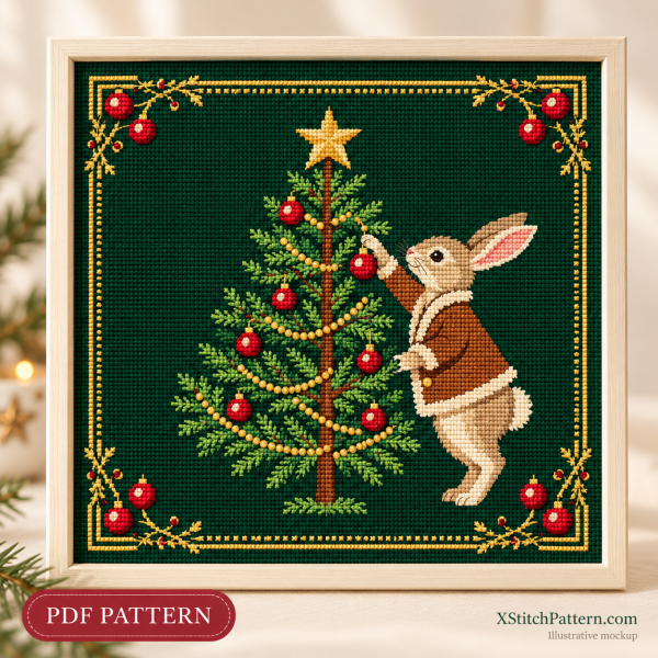 181d3505-aa41-4576-8364-bb9b9b5840e5 Christmas Rabbit Cross Stitch Pattern(1)
