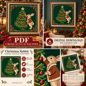 Christmas Rabbit Cross-Stitch Pattern Collage Christmas Rabbit Cross Stitch Pattern(1)