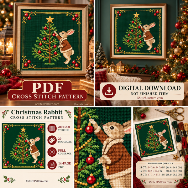 Christmas Rabbit Cross-Stitch Pattern Collage Christmas Rabbit Cross Stitch Pattern(1)