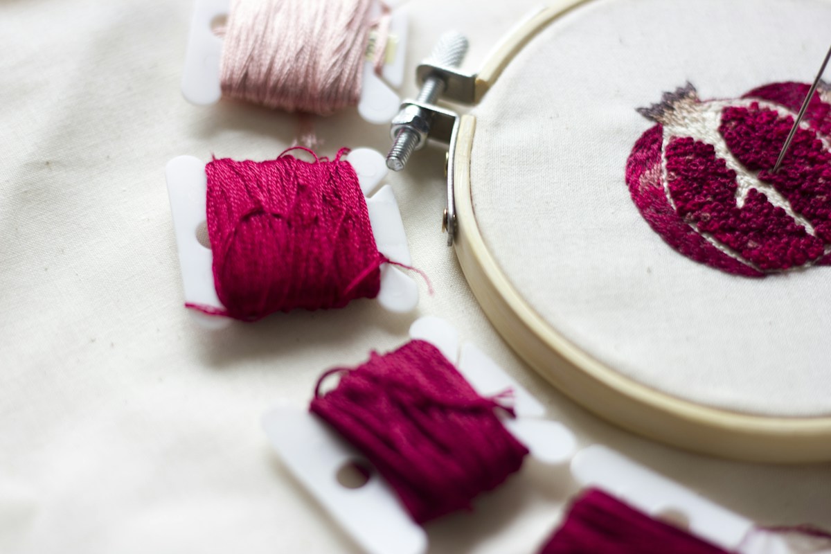 Completed embroidery texture shown in detail