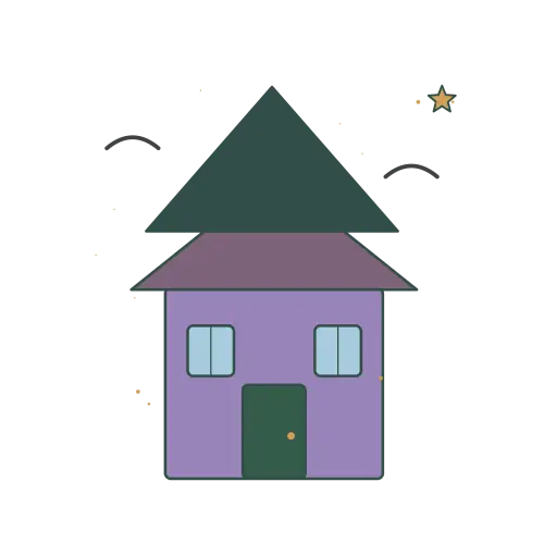 Original Haunted Cottage Mini illustration for upcoming cross stitch PDF pattern; design artwork not a stitched sample