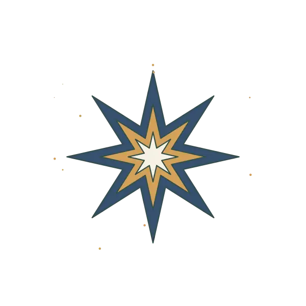 Original Mini Christmas Star Ornament illustration for cross stitch PDF design, not a photo of a stitched piece