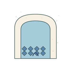 Original Moroccan Riad Courtyard illustration for upcoming cross stitch PDF pattern; design artwork not a stitched sample