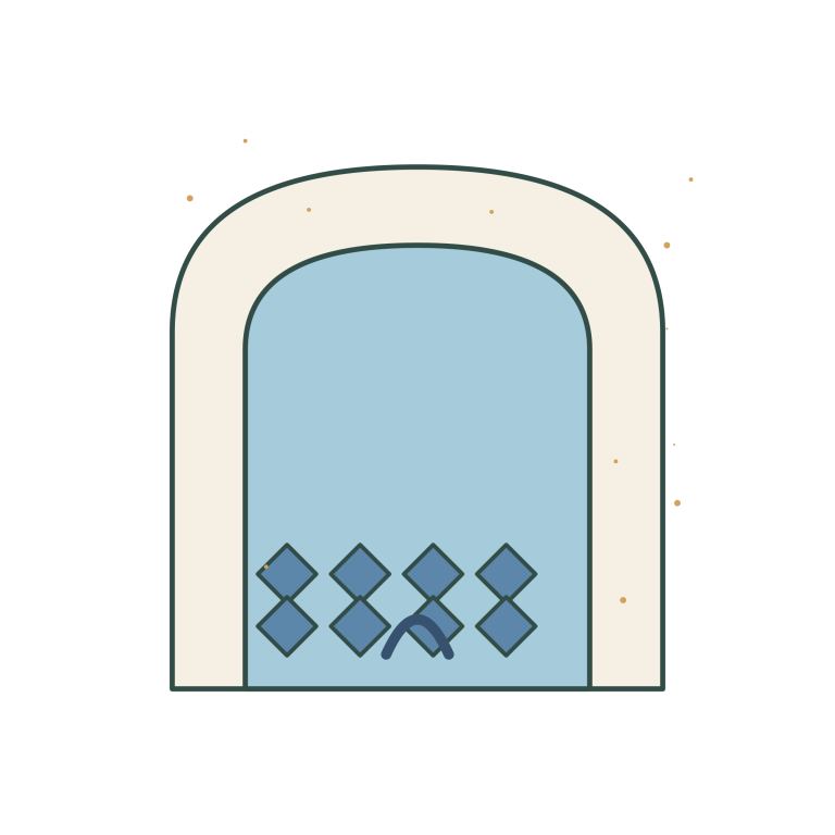 Original Moroccan Riad Courtyard illustration for upcoming cross stitch PDF pattern; design artwork not a stitched sample
