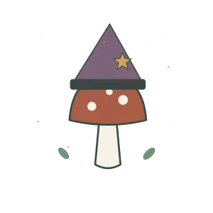 Original Mushroom Witch Hat illustration for cross stitch PDF design, not a photo of a stitched piece