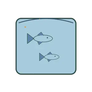 Original Retro Sardine Tin illustration for cross stitch PDF design, not a photo of a stitched piece