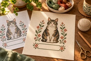Illustration of a cat sampler layout with space reserved for a name