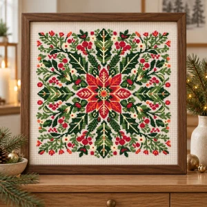 christmas-mandala-framed-wall-art-mockup Mandala Cross Stitch Pattern ready